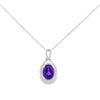 14K White Gold Amethyst & Diamond Double Halo Pendant