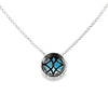 14K White Gold Round London Blue Topaz Diamond Necklace