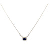 18K White Gold Cushion Sapphire and Diamond Halo Necklace