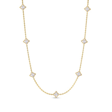 Roberto Coin 18K Yellow Gold Venetian Princess Carnival Mother of Pearl Flower Station Necklace 18"