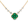 18K Yellow Gold Emerald and Diamond Clover and Diamond Stations Necklace