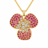 Leo Pizzo 18K Rose Gold Pink Sapphire and Diamond Flower Necklace