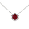 Damaso 18K White Gold Ruby Flower Necklace