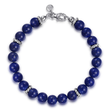 Gabriel & Co. Bujukan Sterling Silver & 8mm Lapis Beaded Bracelet