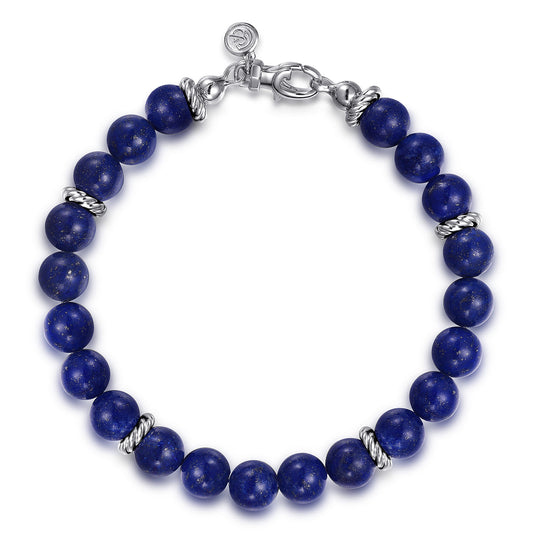 Gabriel & Co. Bujukan Sterling Silver & 8mm Lapis Beaded Bracelet