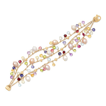 Marco Bicego 18K "Paradise" 3-Strand Gemstone with Freshwater Pearls Bracelet