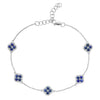 14K White Gold Sapphires and Diamond Clover Station Bracelet