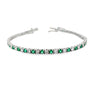 18K White Gold Diamond and Green Emerald Tennis Bracelet