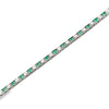 18K White Gold Diamond and Green Emerald Tennis Bracelet