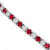 18K White Gold Alternating Ruby and Diamond Tennis Bracelet