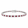 18K White Gold Alternating Ruby and Diamond Tennis Bracelet