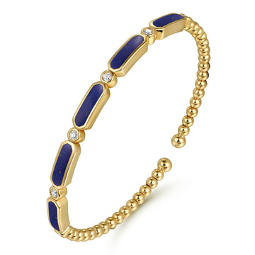 Gabriel & Co. 14K Yellow Gold Bujukan Lapis & Diamond Bangle