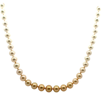 Golden South Sea and White Akoya Graduating Pearl Necklace