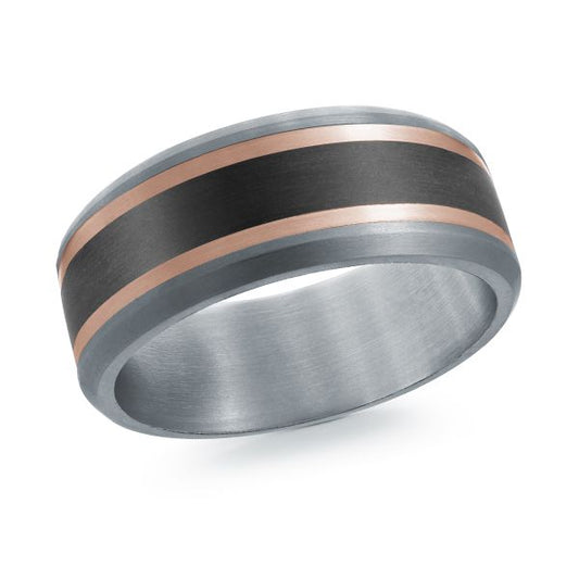 MALO Tantalum and 14K Rose Gold Wedding Band