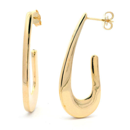Luigi Tavanti 18K Yellow Gold Polished Thin Flat J-Hoops