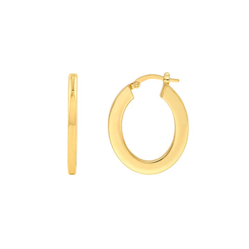 14K Yellow Gold Oval Hoop Earrings