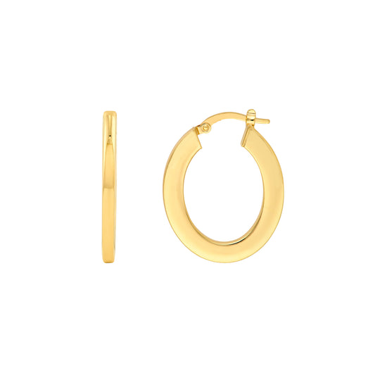 14K Yellow Gold Oval Hoop Earrings