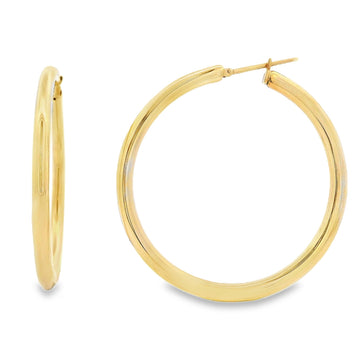 18K Yellow Gold Hollow Round Hoops
