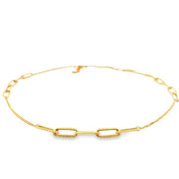 18K Yellow Gold Fancy Oval Link Necklace 30"