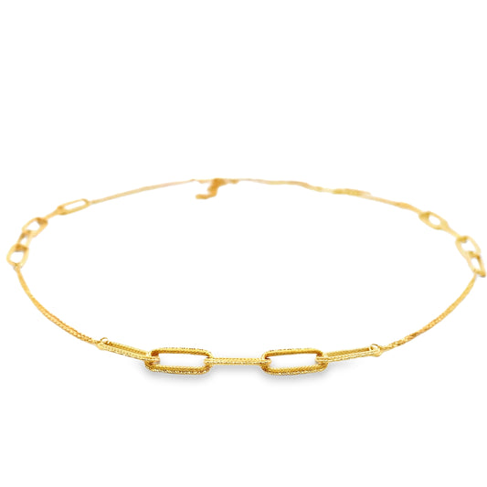 18K Yellow Gold Fancy Oval Link Necklace 30"