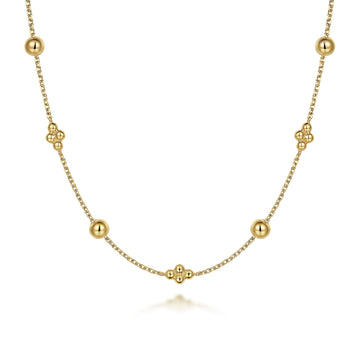 Gabriel & Co. 14K Yellow Gold Bead Station Necklace