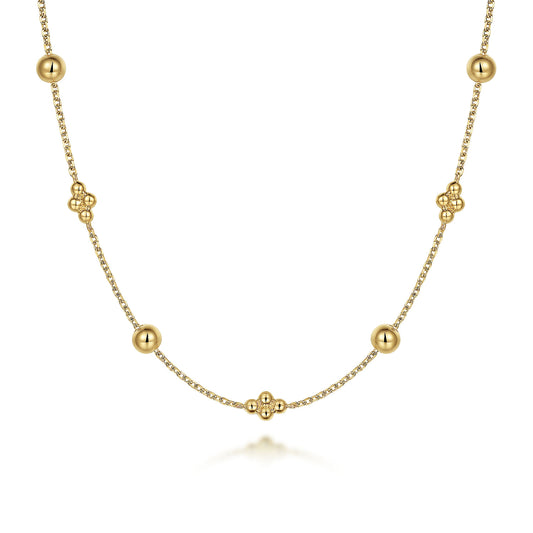 Gabriel & Co. 14K Yellow Gold Bead Station Necklace
