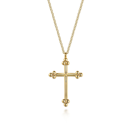 Gabriel & Co. 14K Yellow Gold Bujukan Cross Pendant