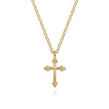 Gabriel & Co. 14K Yellow Gold Plain 12mm Cross Pendant