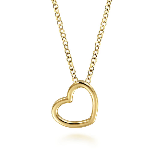 Gabriel & Co. 14K Yellow Gold Tilted Heart Pendant