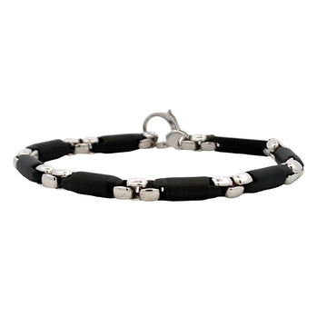 Luigi Tavanti Alternating 14K White Gold and Black Link Bracelet