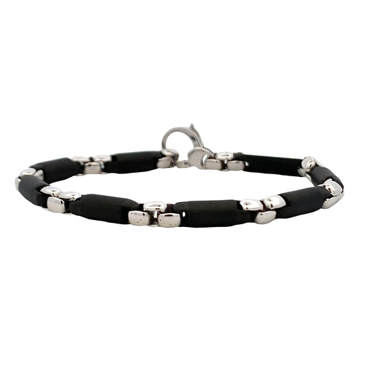 Luigi Tavanti Alternating 14K White Gold and Black Link Bracelet