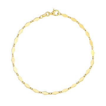 14K Yellow Gold Mirror Diamond-Shaped Link Chain Bracelet