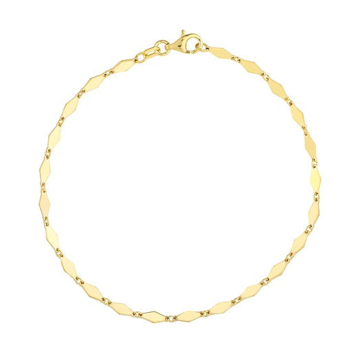 14K Yellow Gold Mirror Diamond-Shaped Link Chain Bracelet