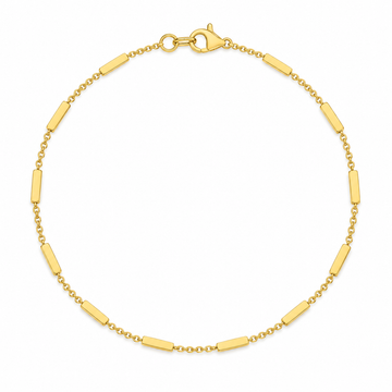 14K Yellow Gold Bar Station Cable Chain Bracelet