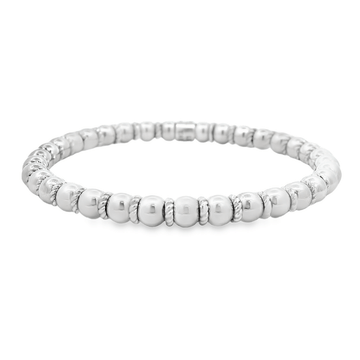 Luigi Tavanti 18K White Gold Bead & Rings Stretch Bracelet