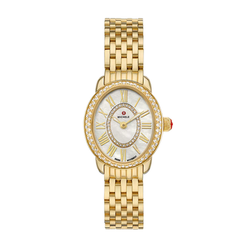 Michele Serein Oval Diamond 18K Gold-Plated Watch