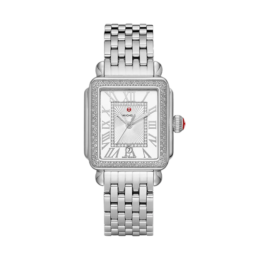 Michele Stainless Steel Deco Madison Diamond Watch
