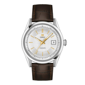Tissot Visodate 39mm Stainless Steel Dial and Brown Leather Strap