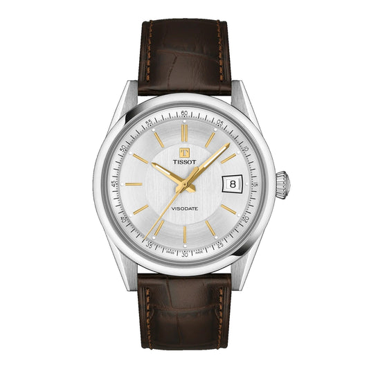 Tissot Visodate 39mm Stainless Steel Dial and Brown Leather Strap