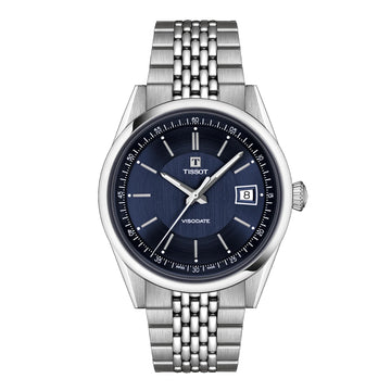 Tissot Visodate 39mm Stainless Steel Powermatic 80 Watch with Dark Blue Dial