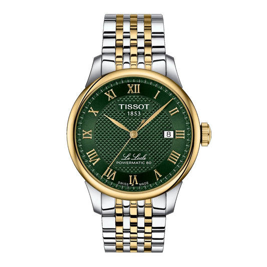Tissot Le Locle Two-Tone 39.3mm with Green Dial and Roman Numerals