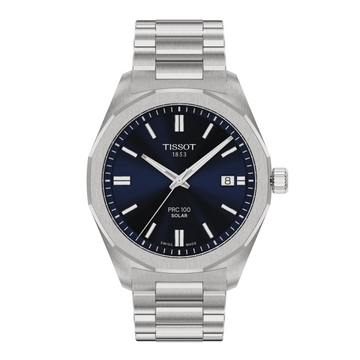 Tissot Stainless Steel PRC 100 Solar 39mm Dark Blue Dial Watch