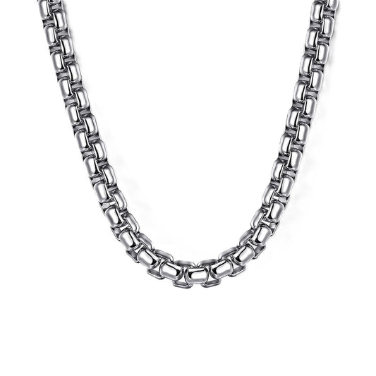 Gabriel & Co. Sterling Silver Men's Solid Round Box Chain Necklace 22"