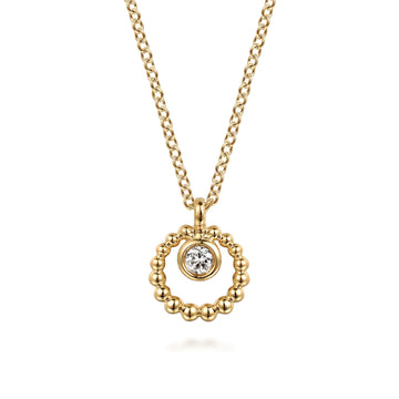 Gabriel & Co. 14K Yellow Gold White Sapphire Bujukan Circle Pendant