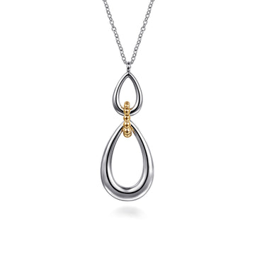 Gabriel & Co. Sterling Silver and 14K Bujukan Teardrop Necklace