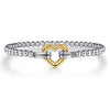 Gabriel & Co 14K Yellow Gold and Sterling Silver Heart Lock Bujukan Bangle
