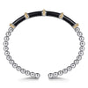 Gabriel & Co 14K Yellow Gold and Sterling Silver Bujukan and Bar Split Bangle with Black Enamel