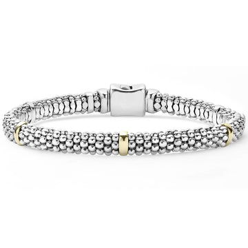 Lagos Sterling Silver & 18K Caviar Station Bracelet