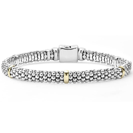 Lagos Sterling Silver & 18K Caviar Station Bracelet