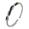 Gabriel & Co. Sterling Silver & 14K Bujukan Black Spinel Twisted Bangle